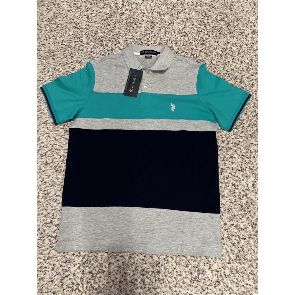 New U.S. Polo Assn. Men's Short Sleeve Polo Shirt Red Color Size M Block Color
